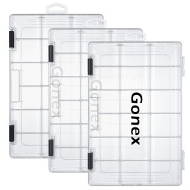 Gonex 3600 Tackle Trays 3 Packs, Transparent Fishing Tackle Boxes Organizer and Storage with Adjustable Dividers, Plastic 3600 Tackle Boxes for Lures, Hooks, & Other Accessories