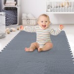 XMTMMD Soft Non-Toxic Foam Baby Play Mat | Toddler Playmat | EVA Foam Interlocking Tiles for Gym, Nursery, Playroom | 18 Squares Foam Floor Mats for Kids & Babies | Gray Jigsaw Puzzle Play Mat