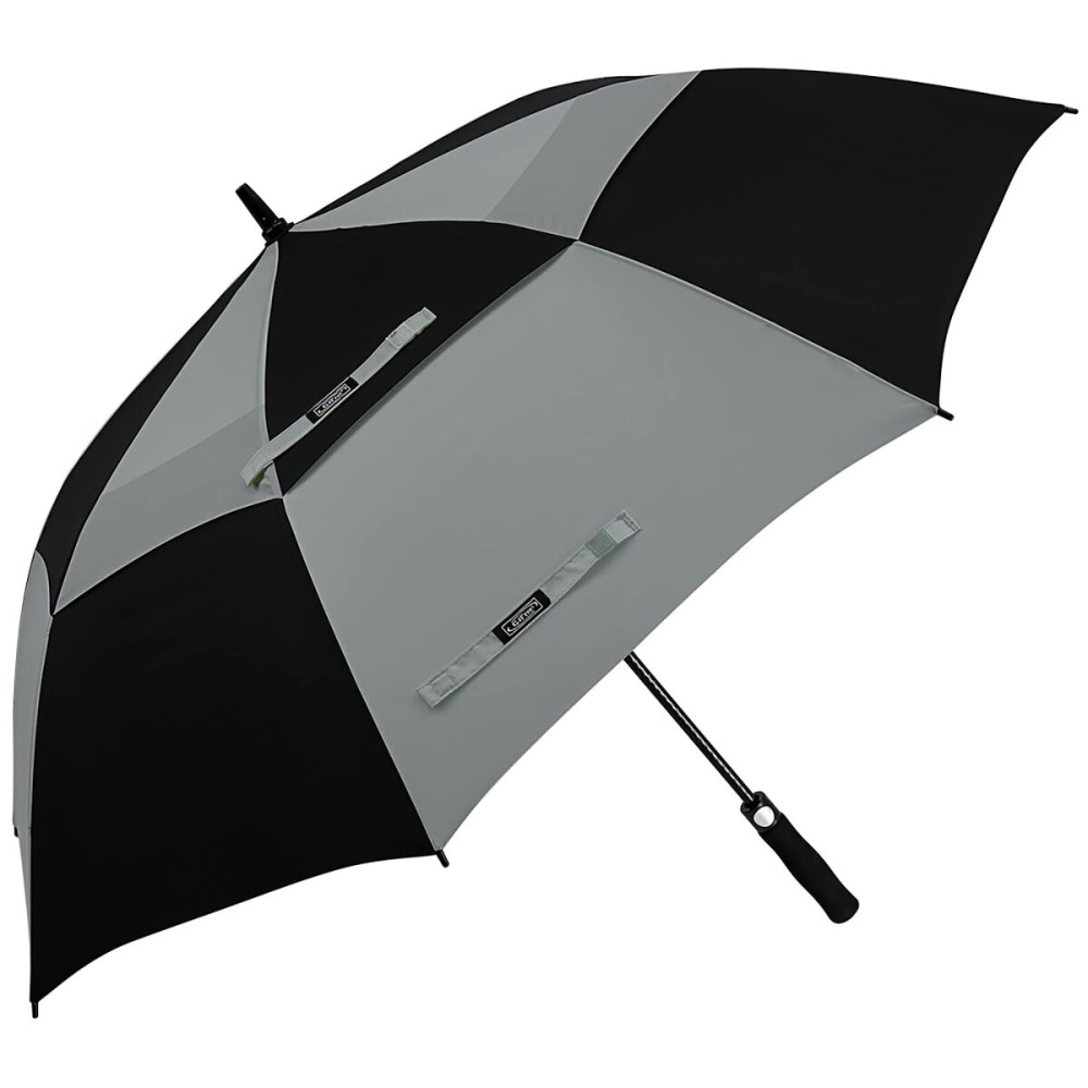G4Free 62 Inch Automatic Open Golf Umbrella Extra Large Oversize Double Canopy Vented Windproof Waterproof Stick Umbrellas(Black/Grey)