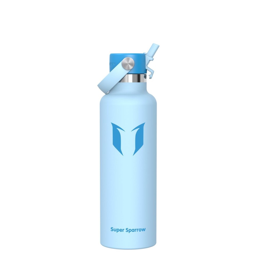 Super Sparrow Insulated Water Bottle - 25 Oz - Standard Mouth FlipFlow Flask - BPA Free, Leak Proof Drink Bottle- Ergonomic Straw Water Bottles for Work, Gym, Travel, Sports