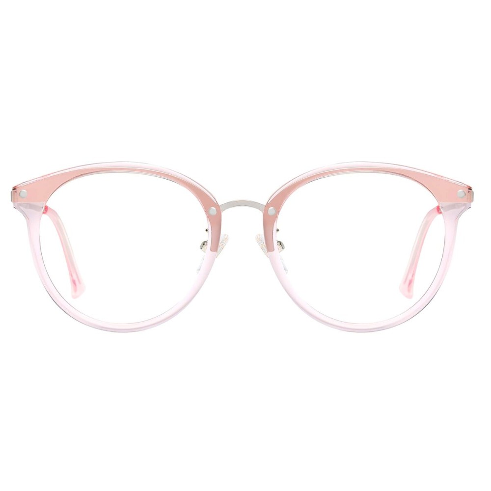 SOJOS Retro Round TR90 Blue Light Reading Glasses Womens Mens Readers Computer Glasses Eyewear Frame SJ9001, Clear Pink Frame 0.00 x