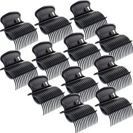 Hot Roller Clips Hair Curler Claw Clips Replacement for Women Girls Hair Section Styling (12 Pieces, Black)