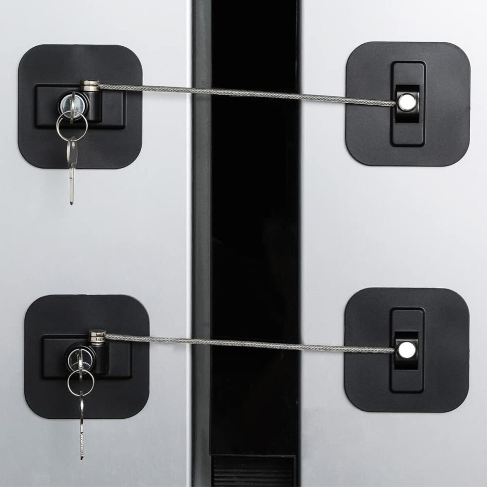 Fridge Lock,2 Pack Refrigerator Locks with Keys,Freezer Lock and Child Safety Cabinet Lock,Black Fridge Lock