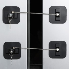 Fridge Lock,2 Pack Refrigerator Locks with Keys,Freezer Lock and Child Safety Cabinet Lock,Black Fridge Lock