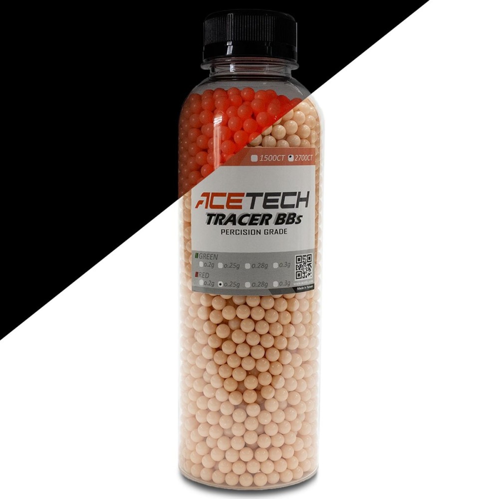 ACETECH Airsoft Tracer BB 6mm 2700 Count Glow in The Dark (Red, 0.25g)