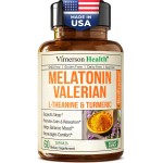 Melatonin Sleep Aid with L Theanine & Valerian Root - Turmeric Supplement - Turmeric Curcumin with Ginger & Black Pepper - L-Theanine & Melatonin 3mg for Sleep, Calm and Stress Relief - 60 Capsules