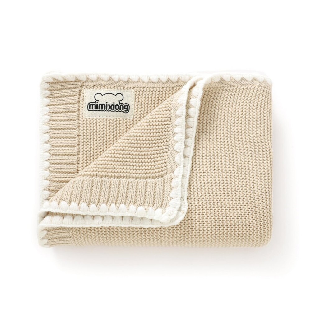 mimixiong Cotton Baby Blanket Gender Neutral Nursery Swaddling Blanket for Shower Gift Registry for Baby Camel 40 x30 Inch