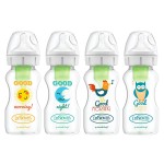 Dr. Brown\'s Natural Flow Anti-Colic Options+ Wide-Neck Baby Bottles, 9 oz/270 mL, with Level 1 Slow Flow Nipple, 4 Pack Good Morning/Good Night Gift Set