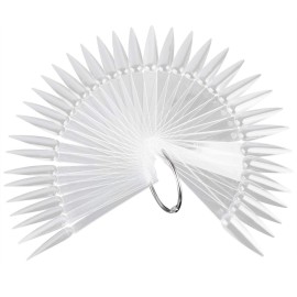 160 Pieces Clear Nail Swatch Display Sticks Stiletto Nail Polish Color Sample Sticks with Metal Ring