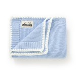 mimixiong 100% Cotton Baby Blanket Knit Cellular Toddler Blankets for Newbron Baby Light Blue 40x30 Inch