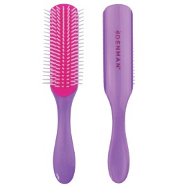 Denman Curly Hair Brush D3 (African Violet) 7 Row Styling Brush for Detangling, Separating, Shaping and Defining Curls - For Women and Men