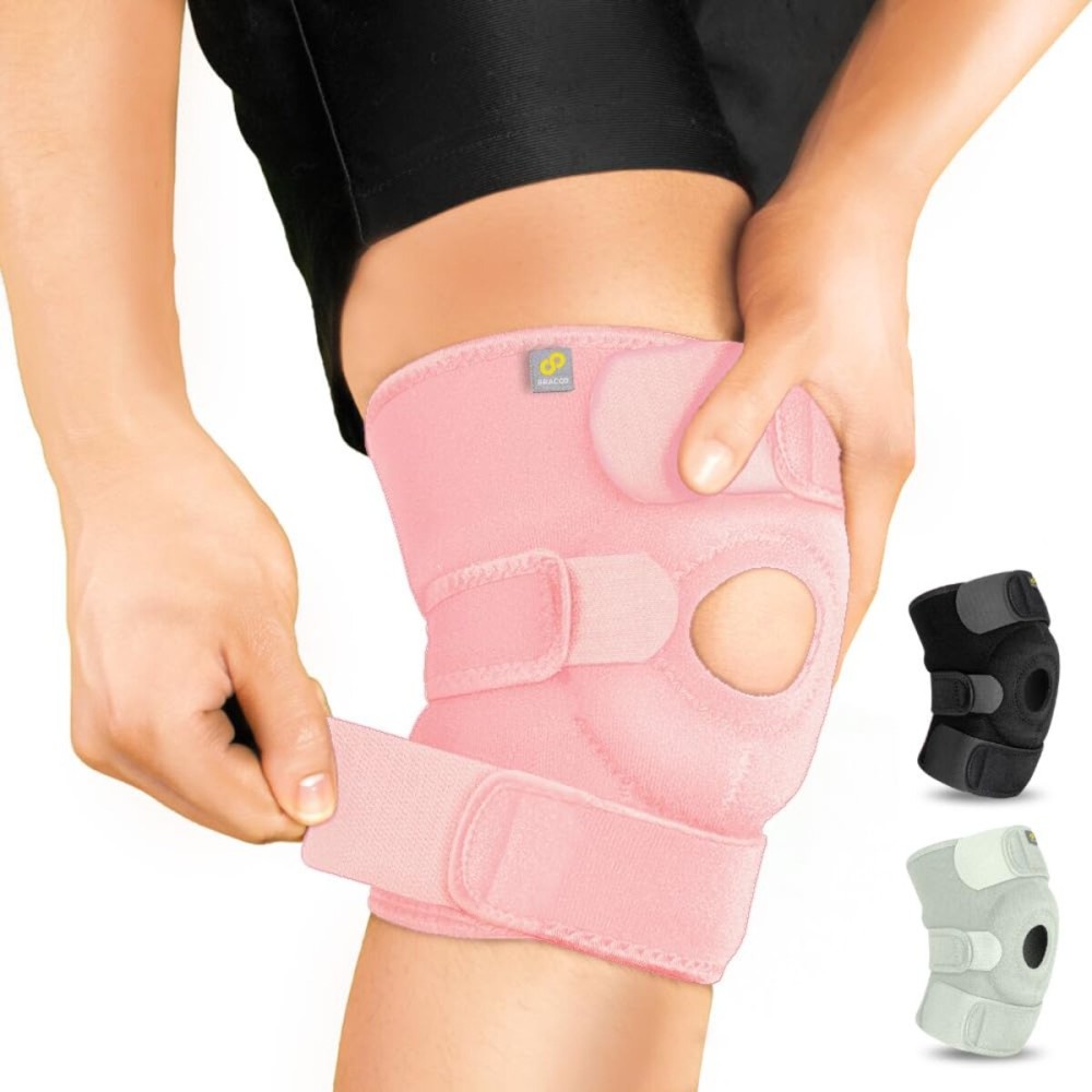 Bracoo Knee Support Brace for Men Women, Adjustable Compression Sleeve Wrap Patellar Pad Tendon - Arthritis Pain, meniscus tear, Injury Recovery, Running, Workout, KS10
