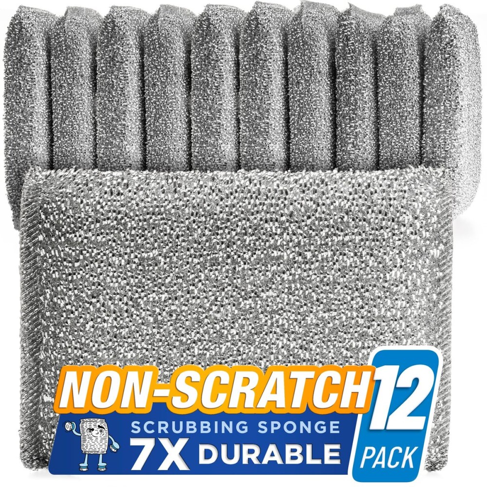 SPONGENATOR Kitchen Scrubbing Sponges - Heavy Duty Non-Scratch Scrubbing Cleaner Sponges in 1 Color - Multi-Surface Non-Metal Dish Scouring Scrubbers for Fast Cleaning. (12 Pack)