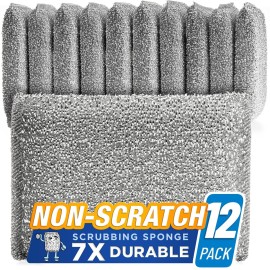 SPONGENATOR Kitchen Scrubbing Sponges - Heavy Duty Non-Scratch Scrubbing Cleaner Sponges in 1 Color - Multi-Surface Non-Metal Dish Scouring Scrubbers for Fast Cleaning. (12 Pack)