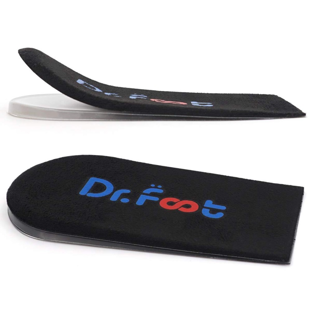 Dr. Foot\'s Adjustable Orthopedic Heel Lift Inserts, Height Increase Insole for Leg Length Discrepancies, Heel Spurs, Heel Pain, Sports Injuries, and Achilles tendonitis (Black, 2 Layers)