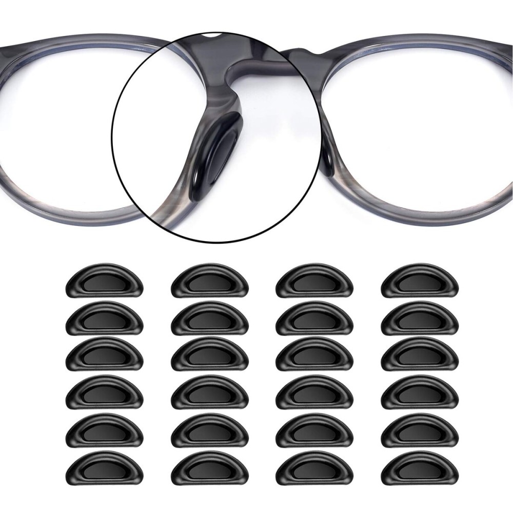 SMARTTOP Nose Pads for Glasses, 20 Pairs Stick On Silicone Anti-Slip Sunglasses Nose Pads for Plastic Frames Thin Nose Pads Eyeglasses (Black)