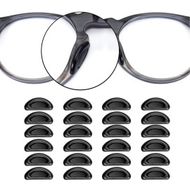 SMARTTOP Nose Pads for Glasses, 20 Pairs Stick On Silicone Anti-Slip Sunglasses Nose Pads for Plastic Frames Thin Nose Pads Eyeglasses (Black)
