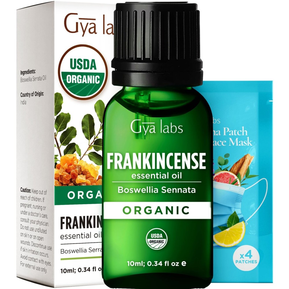 Gya Labs Organic Frankincense Essential Oil - 0.34 Fl Oz - for Skin, Hair, Diffuser, Aromatherapy, DIY Candle Making Scents