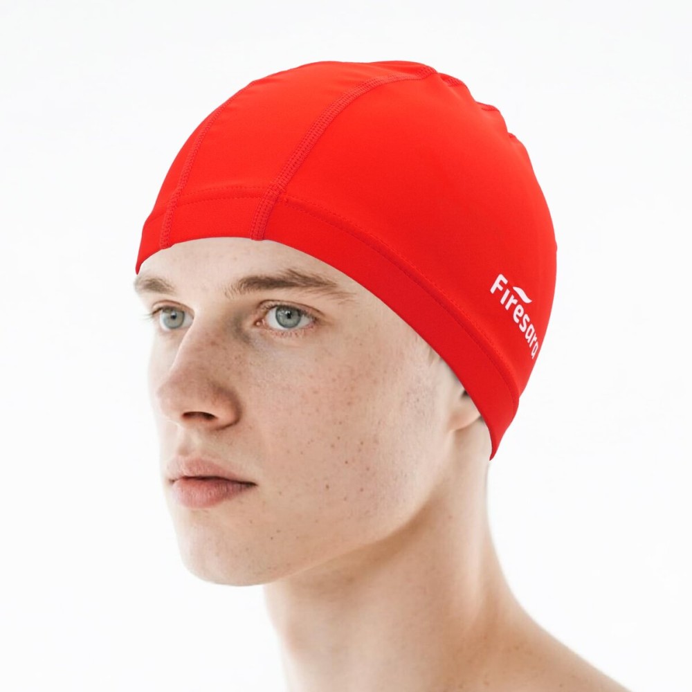 Firesara Fabric Swim Cap, High Elasticity Swimming Cap Keeps Hair Clean Breathable Fit Both Long Hair Short Hair, Swim Caps Woman Girls Men Kids One Size Hat