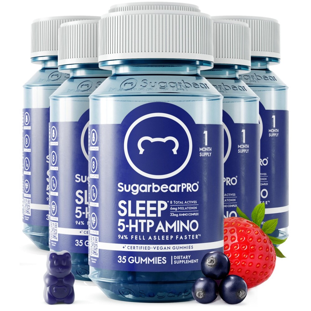 SugarBearPro Sleep Gummy 6 Month Supply, Extra Strength Melatonin 6mg, for Men & Women, Vegan Vitamin B6, L-Theanine, 5 HTP, Valerian, Sleep Aid for Adults & Teens, Certified Kosher