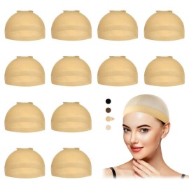 Dreamlover Beige Stocking Wig Caps for Women, 12 Pieces