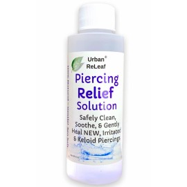Urban ReLeaf PIERCING RELIEF Solution ! Safely Clean, Soothe & Gently Calm New, Irritated and Bumpy Piercings. 100% Natural Sea Salt, Tea Tree, Rosemary