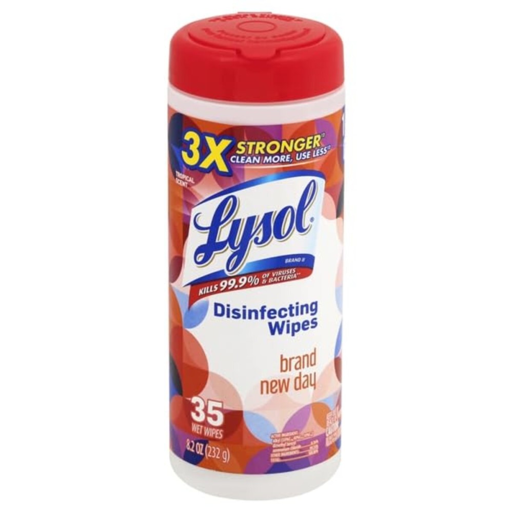 Lysol Disinfectant Wipes, Multi-Surface Antibacterial Cleaning Wipes, Dorm Room Essentials for Disinfecting and Cleaning, Mango and Hibiscus Scent, 35ct (Pack of 1)