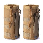 Upgraded Sports Water Bottles Pouch Bag, Tactical Drawstring Molle Holder Pouches, Travel Mesh Tactical Hydration Carrier (Tan-2Pack)