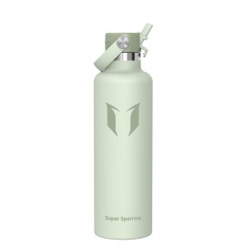 Super Sparrow Insulated Water Bottle - 34 Oz - Standard Mouth FlipFlow Flask - BPA Free, Leak Proof Drink Bottle- Ergonomic Straw Water Bottles for Work, Gym, Travel, Sports