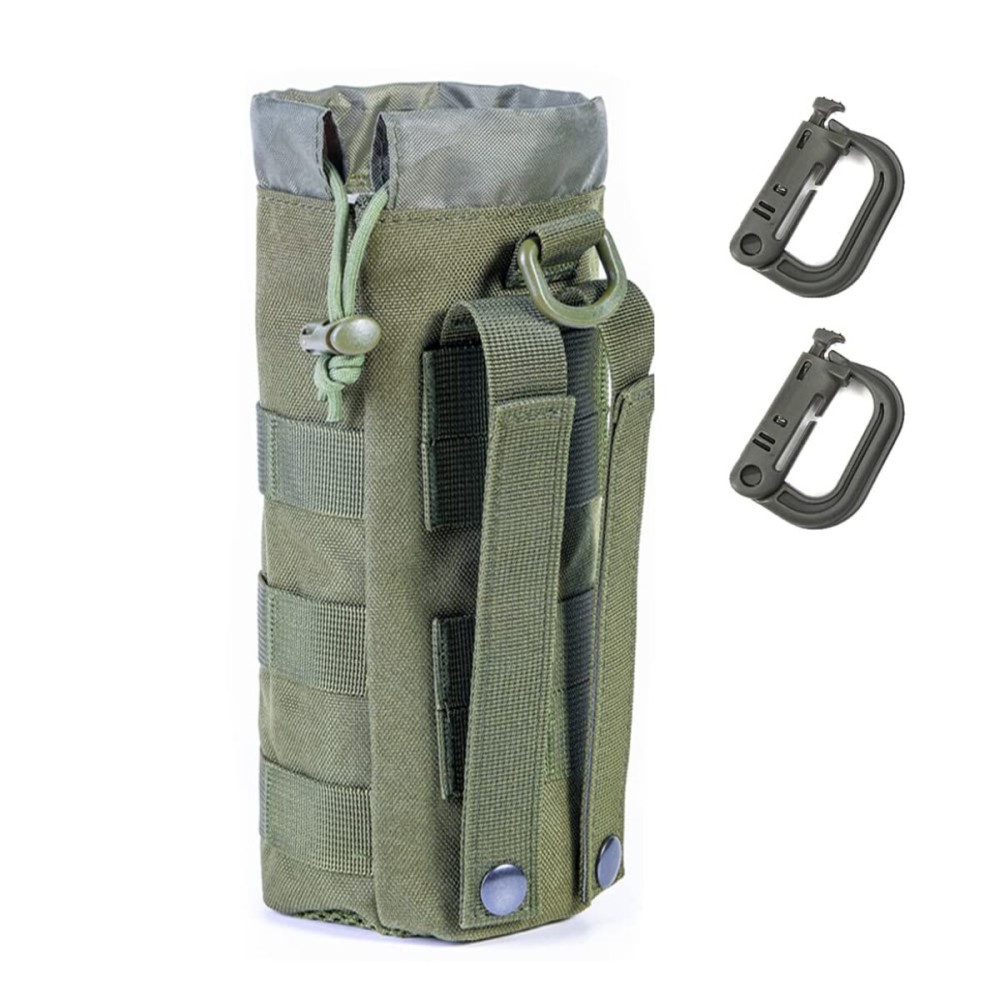 Army-1Pack Upgraded Sports Water Bottle Pouch, Molle Drawstring Mesh Carrier, Travel Hydration Holder With Tactical Pouches