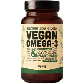Vegan Omega 3 Supplement - Plant Based DHA & EPA Fatty Acids - Carrageenan Free, Alternative to Fish Oil, Supports Heart, Brain, Joint Health - Sustainably Sourced Algae - 60 Softgels