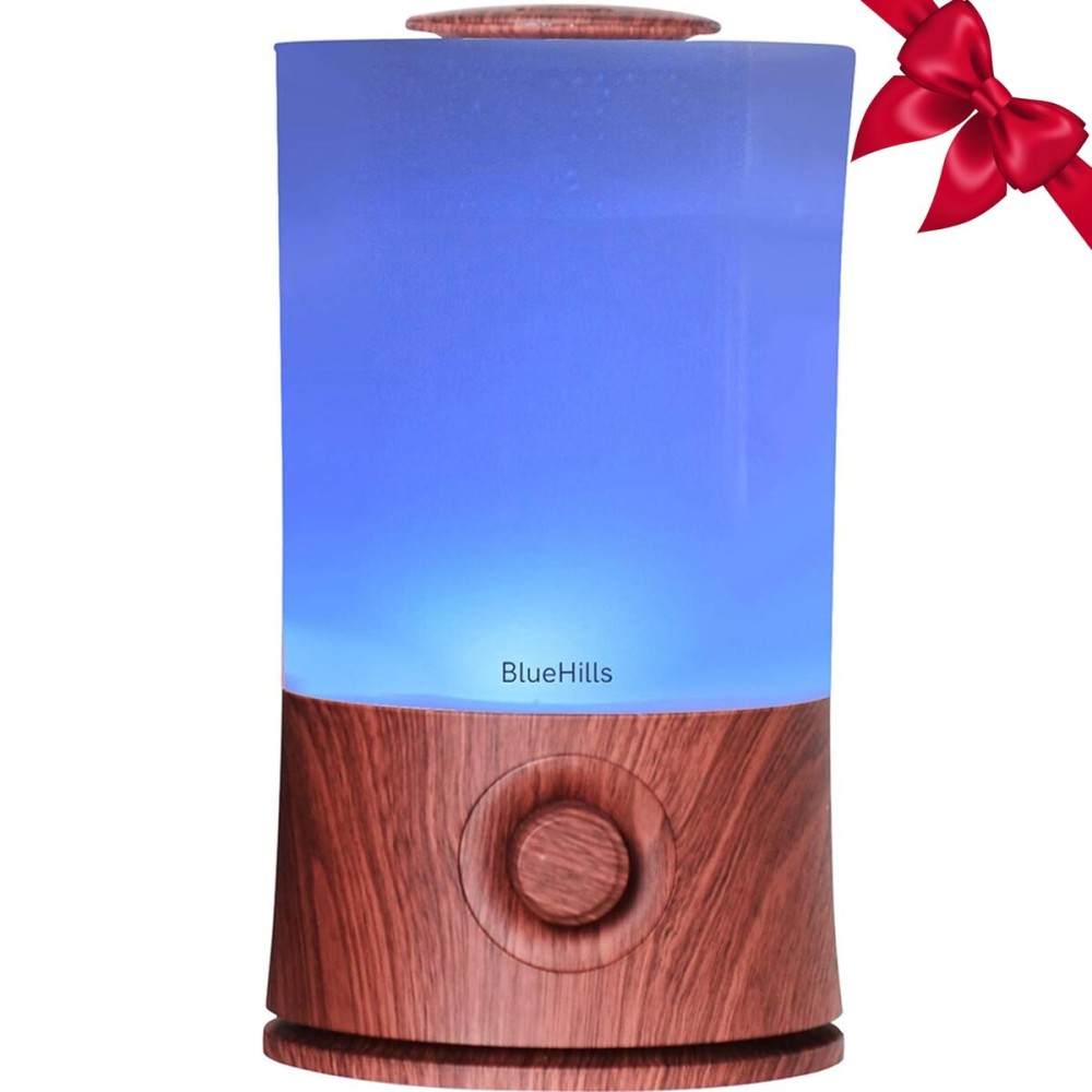 BlueHills Premium 2000 ML XL Essential Oil Diffuser Aromatherapy Humidifier for Large Room Home 40 Hour Run Huge Coverage Area 2 Liter Extra Large Capacity Diffuser High Mist Dark Wood Grain E003