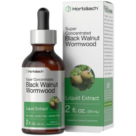 Horbach Black Walnut Hull Wormwood Extract Tincture | 2 fl oz | Alcohol Free Liquid | Vegetarian, Non-GMO & Gluten Free Supplement