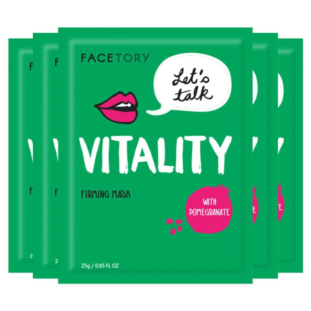 FACETORY K Beauty Face Mask Skin Care - LET\'S TALK VITALITY FIRMING Sheet Mask with Pomegranate & Shea Butter | Firming Mask with Antioxidants, Plump & Hydrate (5 Pack)