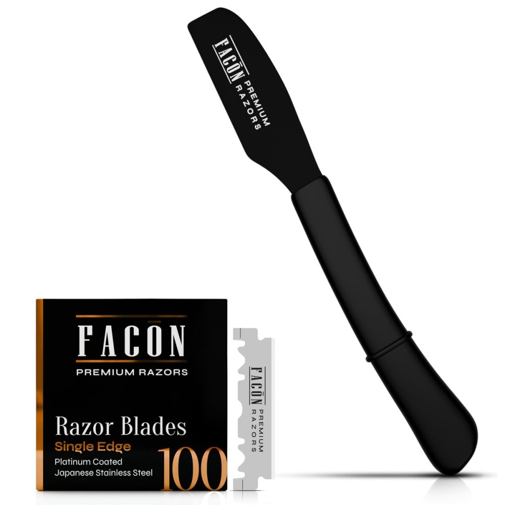 Facn Straight Razors for Men - Professional Barber Straight Edge Razor Kit with 100 Blades,Japanese Stainless Steel Barbero Shaver for a Smooth & Precise Shave, Premium Barber Razor for Men\'s Shaving