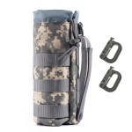 Upgraded Sports Water Bottles Pouch Bag, Tactical Drawstring Molle Holder, Travel Mesh Hydration Carrier (ACU Camo-1Pack)