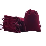 Sansam 50pcs Small Wine Drawstrings Velvet Gift Bags Jewelry Pouches for Wedding Favors, Candy Bags, Party Favors, 2.8x3.6\'\'