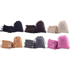 Sansam 20pcs 10 Colors Mixed Drawstrings Velvet Gift Bags Velvet Jewelry Pouches for Wedding Favors, Candy Bags, Party Favors, 5.2x7.2\'\'