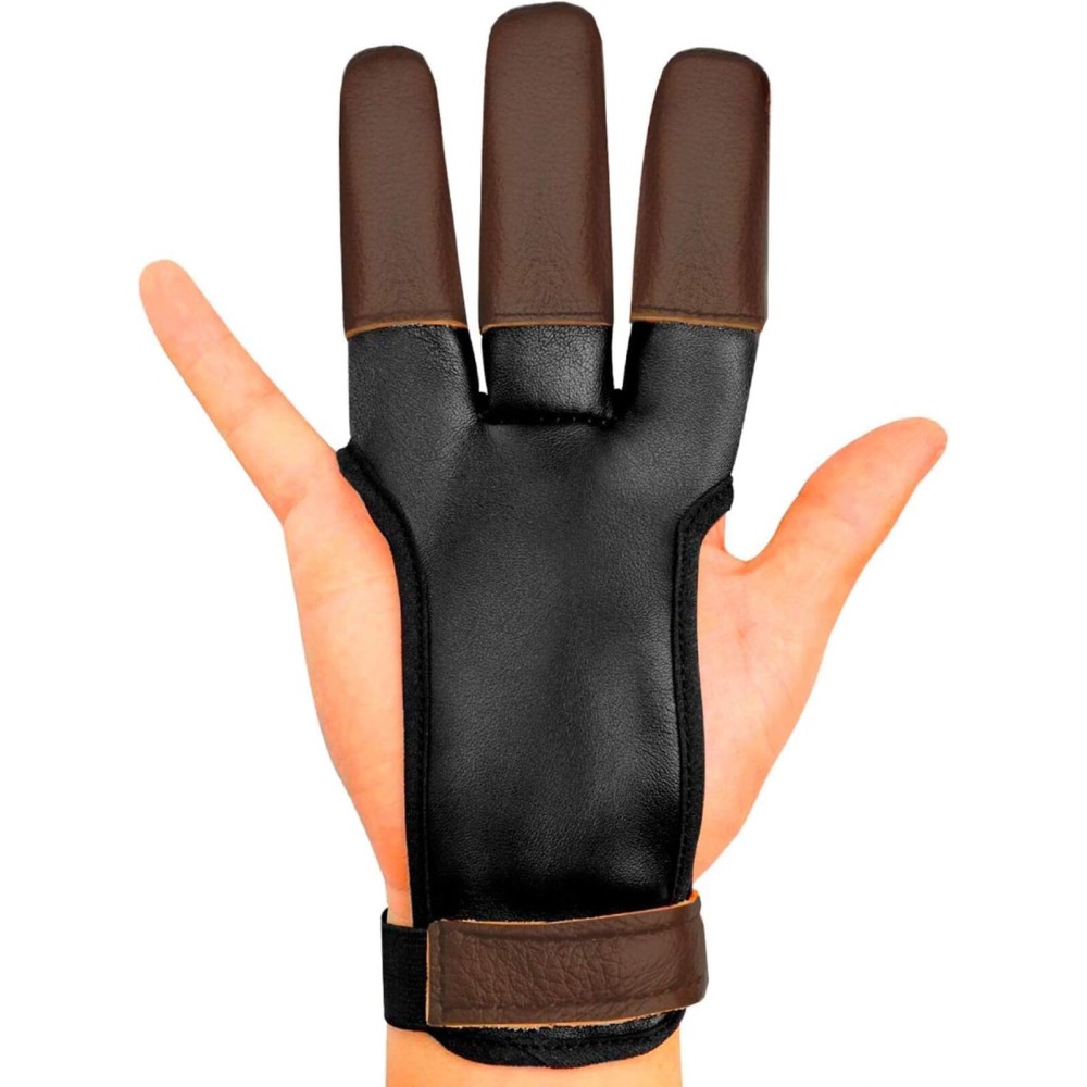 KESHES Archery Glove Three Finger Tab - Durable Leather Finger Protector for Recurve & Longbow Bows - Comfortable Tab Guard for Men, Women, & Youth - Ideal for Archery Hunting & Target Practice