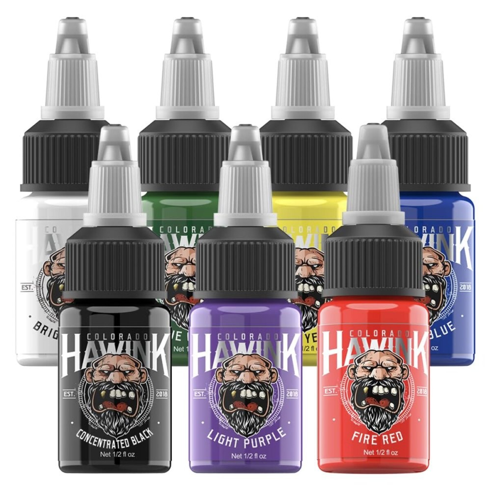 HAWINK Tattoo Ink Set 1/2oz (15ml) Tattoo Supply Ink USA 7 Colors Pigment Kit TI203-15-7