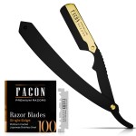 Facn Straight Razors for Men - Professional Barber Straight Edge Razor Kit with 100 Blades, Classic Stainless Steel Barbero Shaver for a Smooth & Precise Shave, Premium Barber Razor for Men\'s Shaving