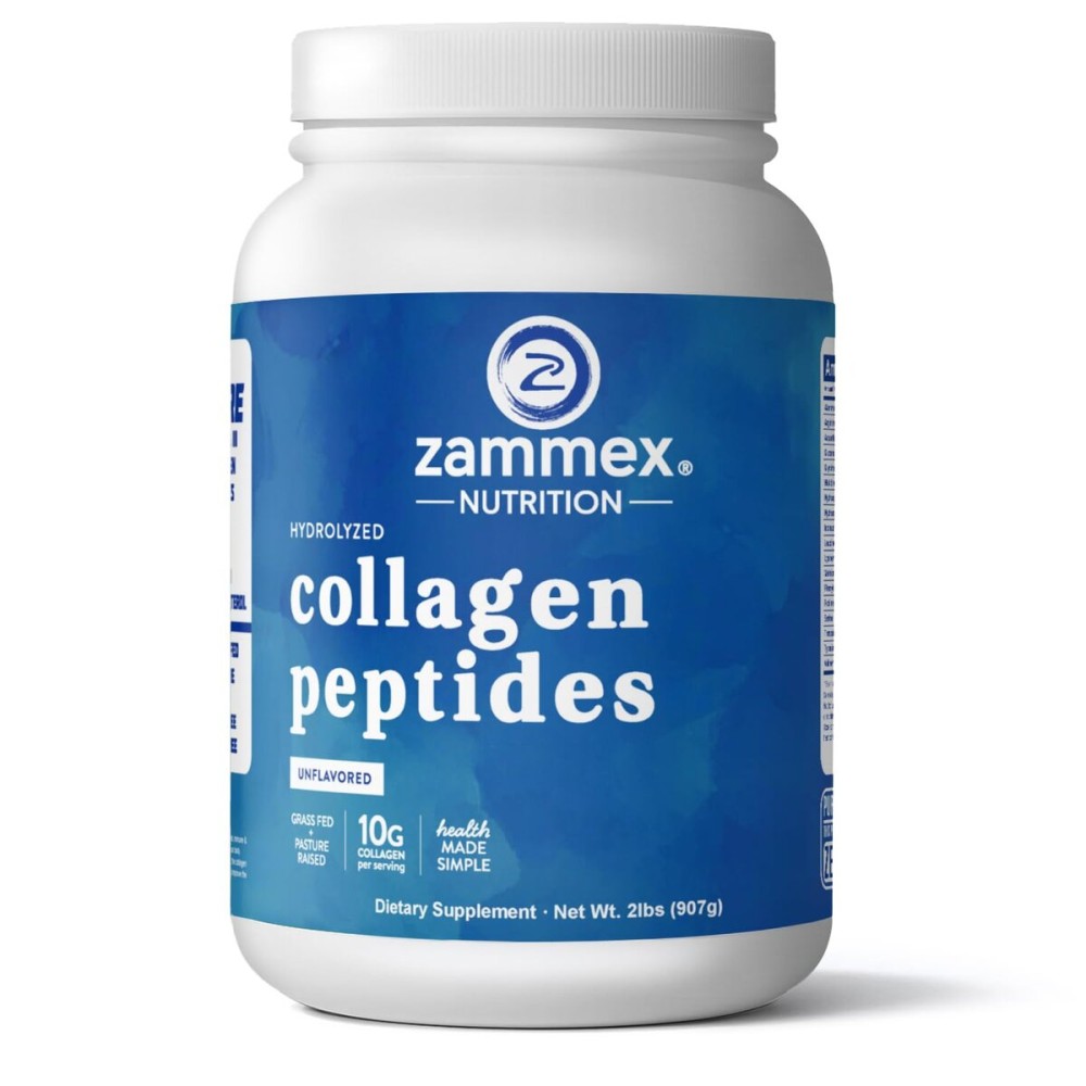 Zammex Collagen Peptides Powder, 90 Servings, Unflavored Instant Powdered, Pure Hydrolyzed Collagen Protein Powder (Type I, III) 100% Grass Fed, Paleo & Keto, Non-GMO, for Skin Hair Nail Joint