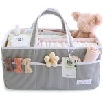 Lily Miles Baby Diaper Caddy Organizer, Girl Nursery Storage Basket with 8 Pockets, Baby Organizer and Storage, Easy-to-Clean Fabric, Large, Pink Blush
