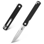 Eafengrow EF16 Folding Knife Flipper Ball Bearing Point D2 Blade G10 Handle with Pocket Clip Everday Carry Pocket Knife Liner Lock Camping Tactical Outdoor Multitool (Black)
