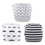 Alva Baby Swim Diapers 3pcs Reuseable Washable & Adjustable for Swimming Lesson & 0-2 Years Baby Boy Girl 3SWY01
