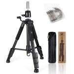 QISHI YUHUA Wig Stand Tripod with Non-Slip Base Adjustable Mannequin Head Stand with Hook Heavy Duty Manikin Head Tripod