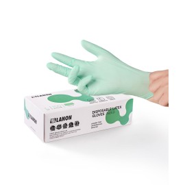 LANON 5 mil Vitamin-E Coated Latex Disposable Gloves, Food-Contact Grade, Fully Textured, Green, Medium