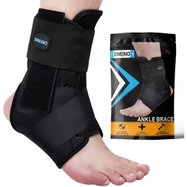 SNEINO Ankle Brace for Women & Men - Lace up Ankle Brace for Sprained Ankle, Adjustable Ankle Support Stabilizer for Achilles, Tendon, Sprain, Injury Recovery,Sports (Small)