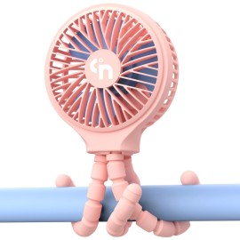 HomeLifairy Portable Stroller Fan, USB or Rechargeable Battery Operated with 3 Speeds and 360Rotate, Cooling Clip On for Baby Crib Travel Car Seat Pink