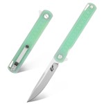 Eafengrow EF16 Folding Knife Flipper Ball Bearing Point D2 Blade G10 Handle with Pocket Clip Everday Carry Pocket Knife Liner Lock Camping Tactical Outdoor Multitool (Jade)